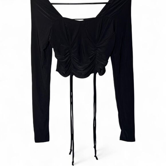 Women's Haley and June XS Ruched Crop Top Black - Picture 3 of 7